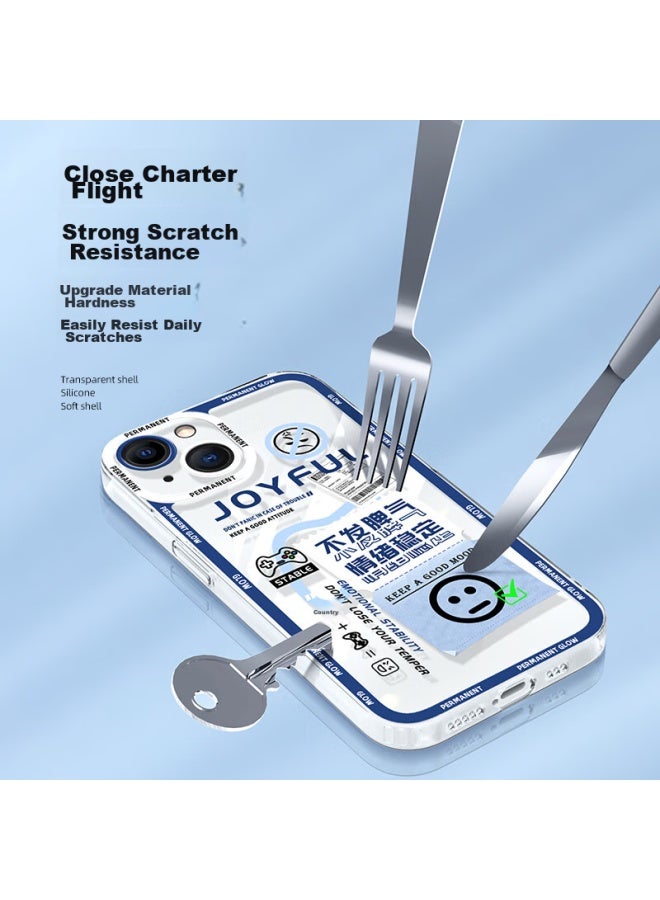 Xp Compatible With Apple 13 Phone Case, Full Lens Protection, Iphone 13 Transparent Soft Case, Heat Dissipation Silicone Cartoon Ultra-thin, For Men And Women, Shockproof, High-end Feel - Blue Frame, Don't Get Angry - Image 4
