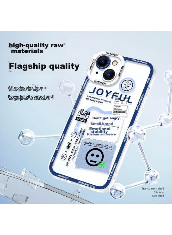 Xp Compatible With Apple 13 Phone Case, Full Lens Protection, Iphone 13 Transparent Soft Case, Heat Dissipation Silicone Cartoon Ultra-thin, For Men And Women, Shockproof, High-end Feel - Blue Frame, Don't Get Angry - Image 3