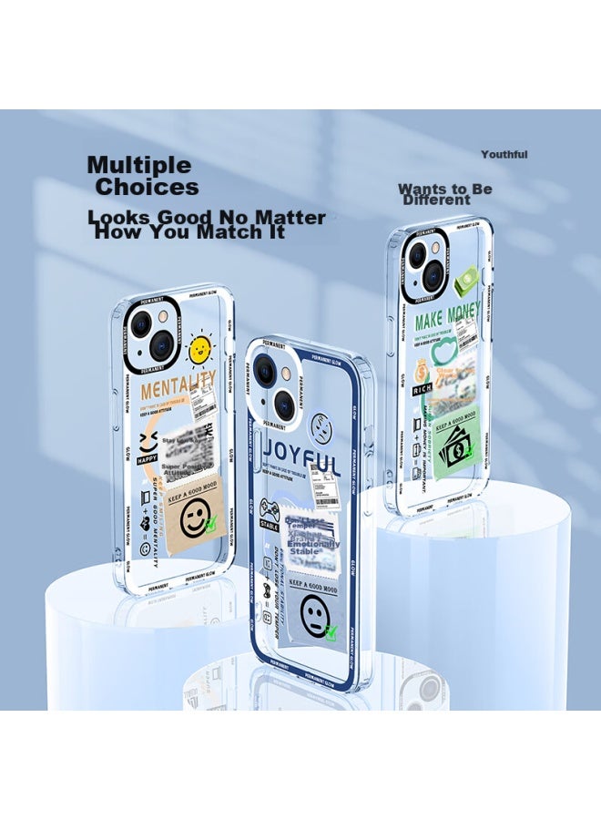 Xp Compatible With Apple 13 Phone Case, Full Lens Protection, Iphone 13 Transparent Soft Case, Heat Dissipation Silicone Cartoon Ultra-thin, For Men And Women, Shockproof, High-end Feel - Blue Frame, Don't Get Angry - Image 5