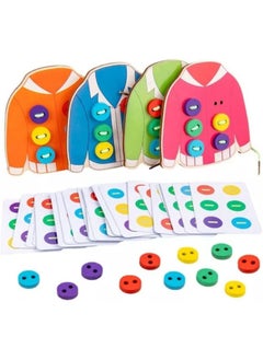 Cordova Wooden Lacing sweaters Threading Toys Wood Block Puzzle motor training teaching aids button clothing board toy children's educational threading game  - Image 1