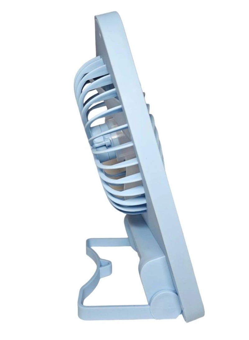 مروحة مكتب صغيرة محمولة بثلاث سرعات مع أضواء LED قابلة لإعادة الشحن عبر USB