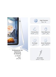ماركة غير محددة قلم رصاص لجهاز iPad من الجيل التاسع والعاشر مع خاصية رفض راحة اليد، قلم ستايلس متوافق مع أجهزة Apple iPad【2018-2022 All Gen】، iPad 6/7/8/9/10، iPad Pro 11/12.9 بوصة، iPad Mini 5/6، iPad Air 3/4/5 (أبيض)  - Image 4