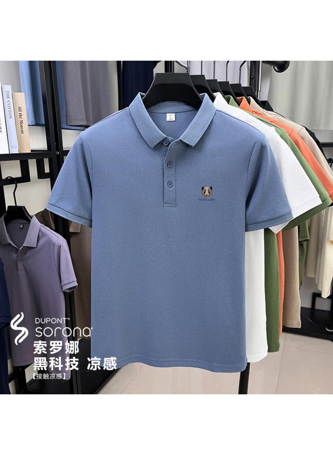 TonLion men's Summer Sorona Cool-feel Collar Short Sleeve Embroidered Polo Shirt - Image 5