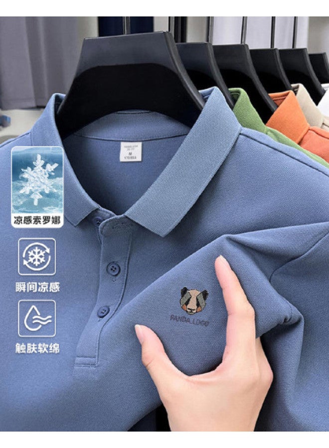 TonLion men's Summer Sorona Cool-feel Collar Short Sleeve Embroidered Polo Shirt - Image 1