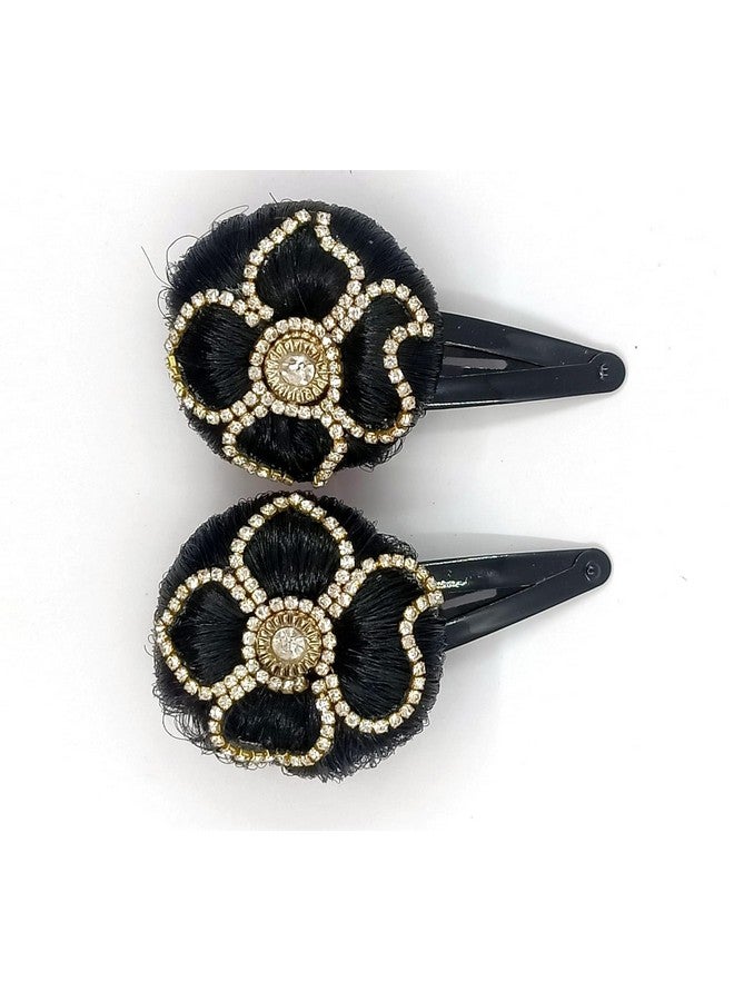 Hivata Hair Clip Baby Children Snap Hair clip Hairdressing Tik Tak Hair pins Metal Stylish Hair Side Clip Fashion Accessories for Women & Girls (1Pair/Set) Stylish Juda Clip Tic Tak Juda Hair Buns Clip Extension for Women ( Artificial Fake Hair Donuts Bun Clip Maker ) - Image 1