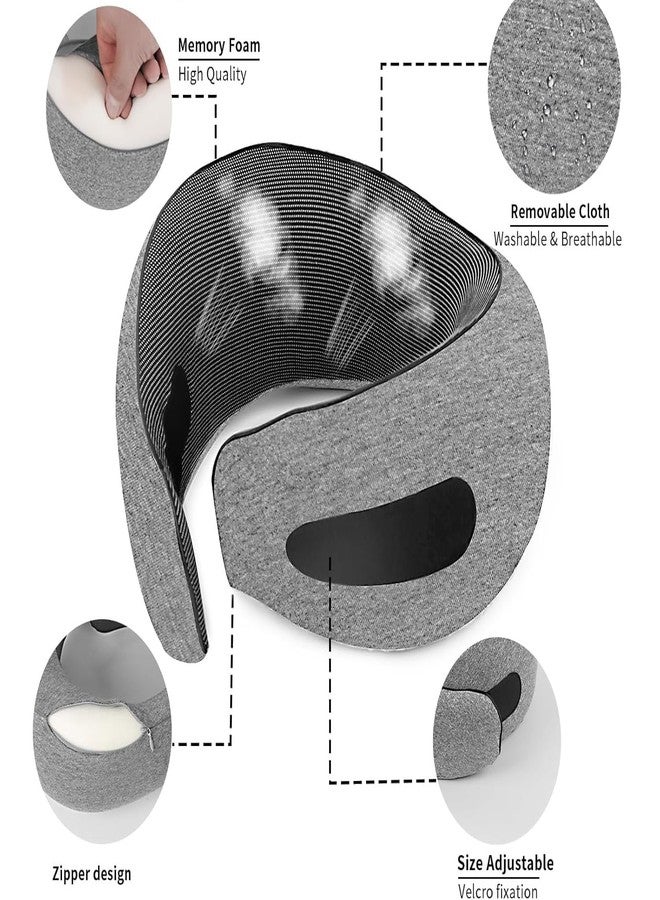 HUALEI-V 2025 New Portable Travel Pillow,Memory Foam Neck Pillow for Travel,Neck Support Pillow for Airplane with Eyemask,Earplugs and Storage Bag(Grey) - Image 3
