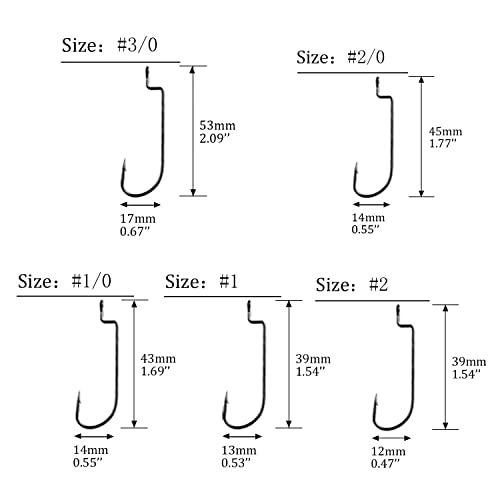 THKFISH 50pcs/Box Fishing Worm Hooks - EWG Offset, Round Bend, Wide Gap, Barbed Shank #2#1 1/0 2/0 3/0 - Image 2