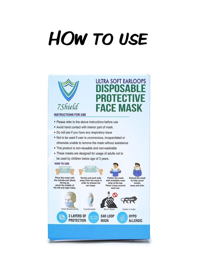7Shield Non-Woven Fabric disposable 3Ply Unisex mask With Soft fabric ear loop for extra comfort Surgical mask With Inbuilt Plastic Nose pin and CE and ISO Certified surgical mask (grey-100) - Image 2