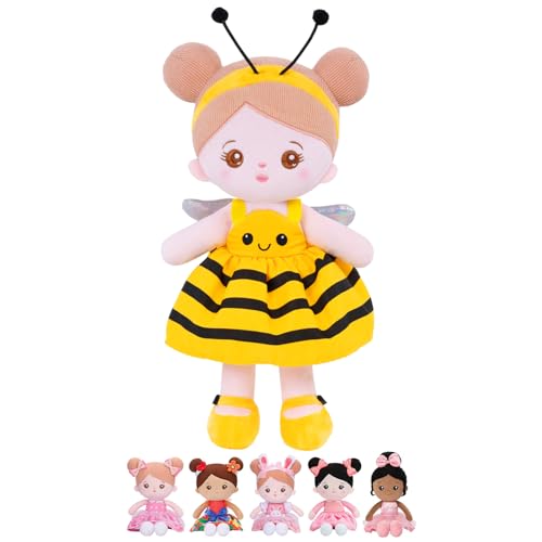OUOZZZ 126 Soft Baby Doll Toys for 1 Year Old Girl Ideal Birthday Baby Girl Gift Snuggle Buddy for Infants Yellow Bee Dress - Image 1