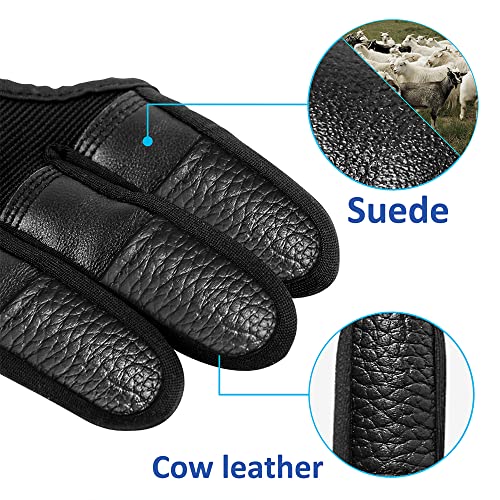 Seektop Archery Gloves Shooting Hunting Leather Three Finger Protector for Youth Adult Beginner (Update Black, M) - Image 3