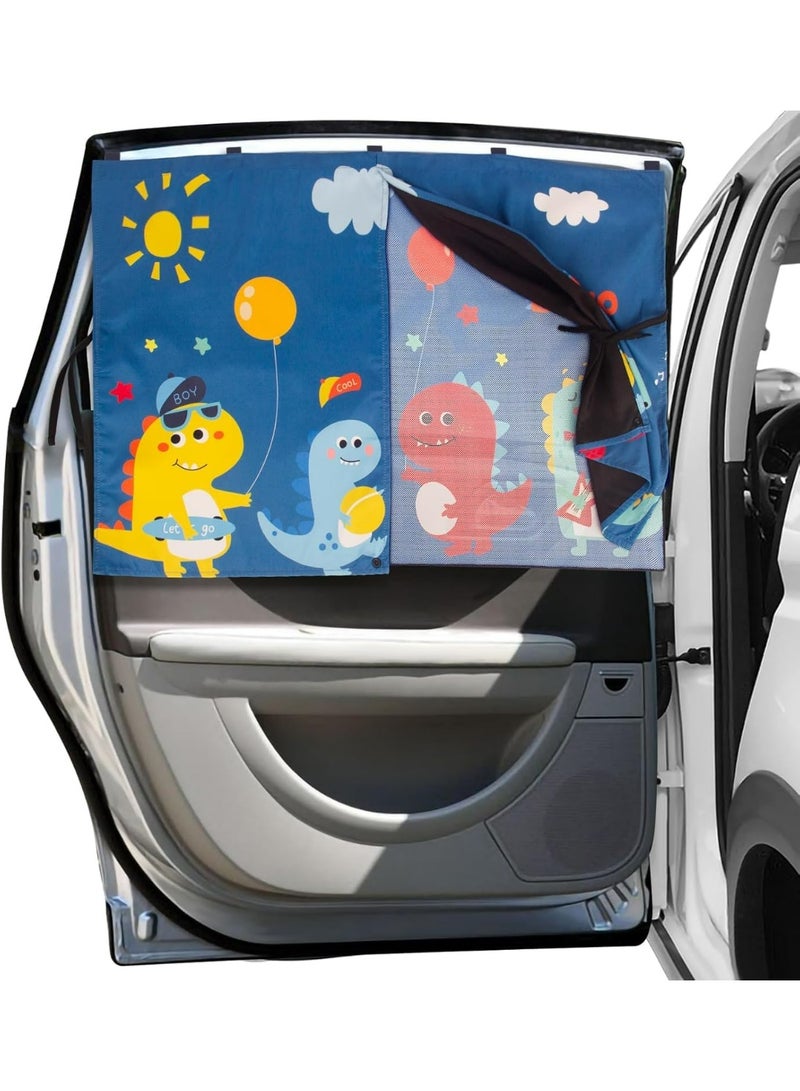 CMGTYYD Magnetic Car Side Window Shades, 1 Pack Magnetic Car Sun Shades, for Baby Double Layer Full Shade/Half Shade Options Cartoon Car Window Curtain, for Kids Heat/Uv Protection, Fits Most Cars Size - Image 1