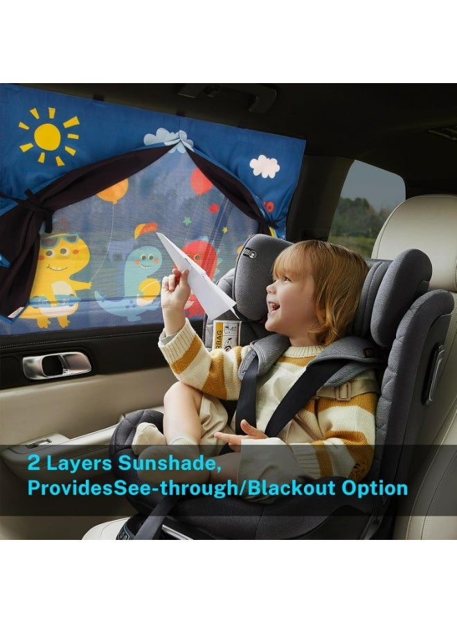 CMGTYYD Magnetic Car Side Window Shades, 1 Pack Magnetic Car Sun Shades, for Baby Double Layer Full Shade/Half Shade Options Cartoon Car Window Curtain, for Kids Heat/Uv Protection, Fits Most Cars Size - Image 5