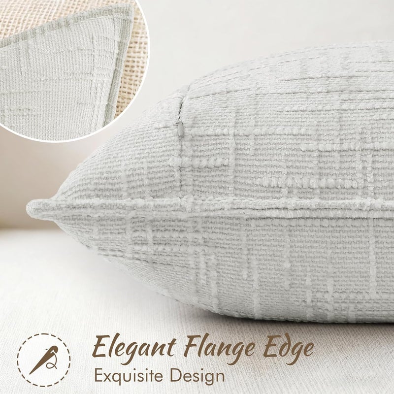 ديكور يو هوم أغطية وسائد زينة من الشنيل decorUhome 26x26 مجموعة من 2، أغطية وسائد زينة عصرية ناعمة ذات ملمس خشن بتصميم أنيق للأريكة والأريكة وغرفة المعيشة، بلون رمادي فاتح - Image 3