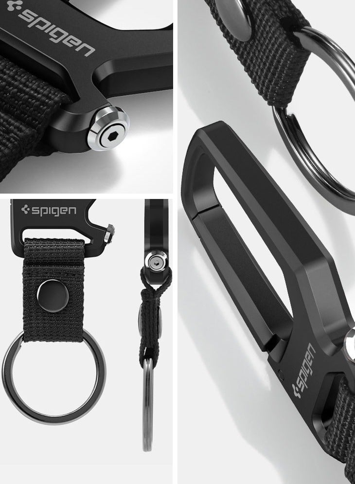 Life Carabiner Key Ring Clip Car Keychain Clip, Bottle Opener Key Chain Ring for Men and Women - Black
