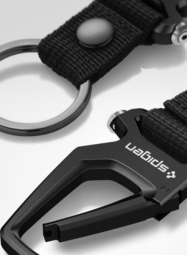 Life Carabiner Key Ring Clip Car Keychain Clip, Bottle Opener Key Chain Ring for Men and Women - Black