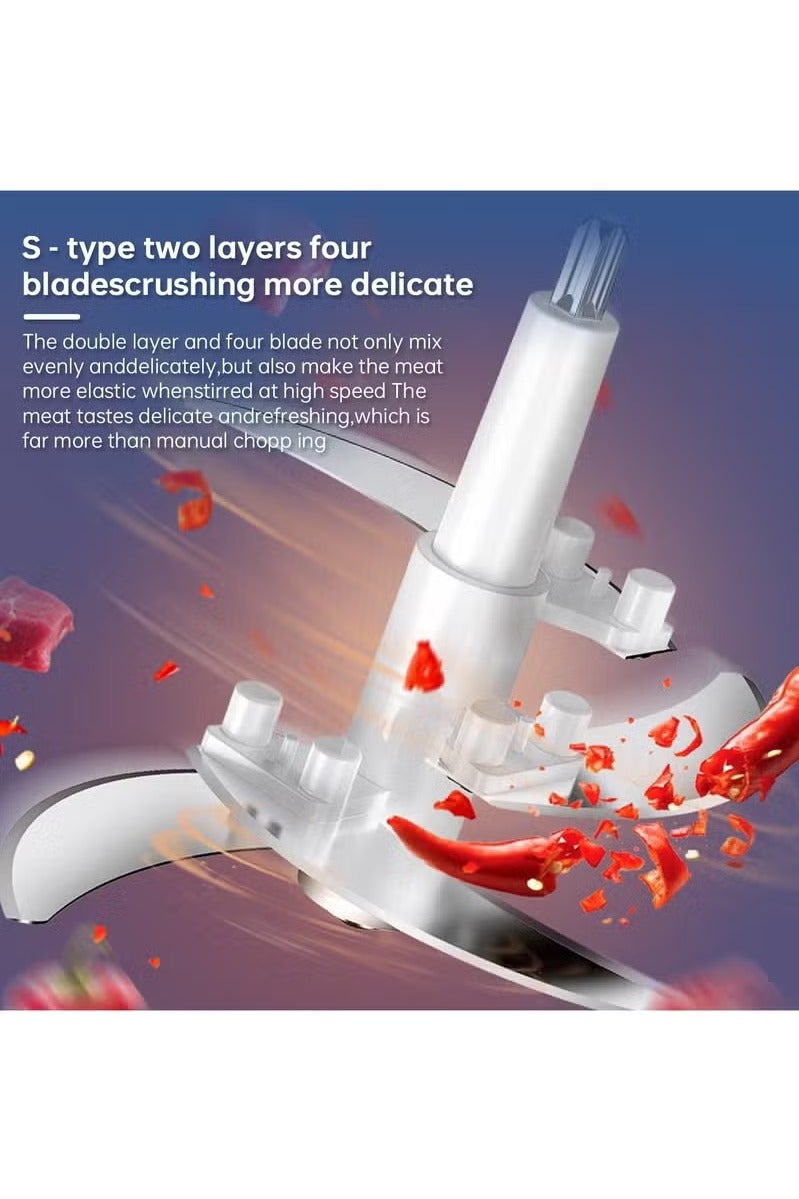 Food Processor, Meat Grinder Food Processor, 2L Stainless Steel Bowl, 4D Bi-Level Blades, 450W Electric Dual-Speed Control for Meat, Vegetables, Nuts, Baby Food, 304 SS, Overheat Protection - Image 5