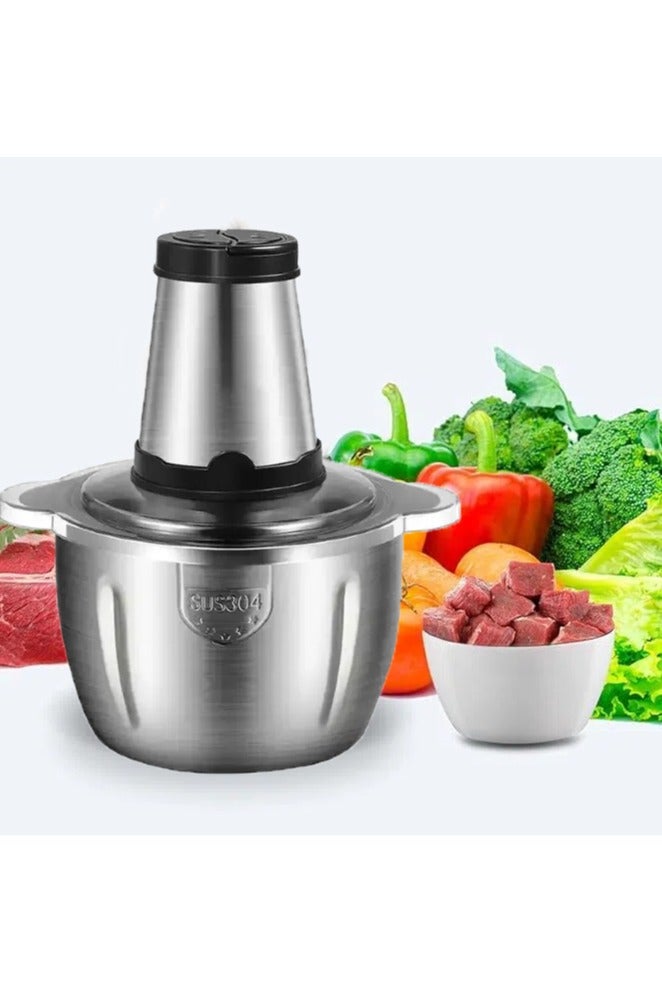 Food Processor, Meat Grinder Food Processor, 2L Stainless Steel Bowl, 4D Bi-Level Blades, 450W Electric Dual-Speed Control for Meat, Vegetables, Nuts, Baby Food, 304 SS, Overheat Protection - Image 1