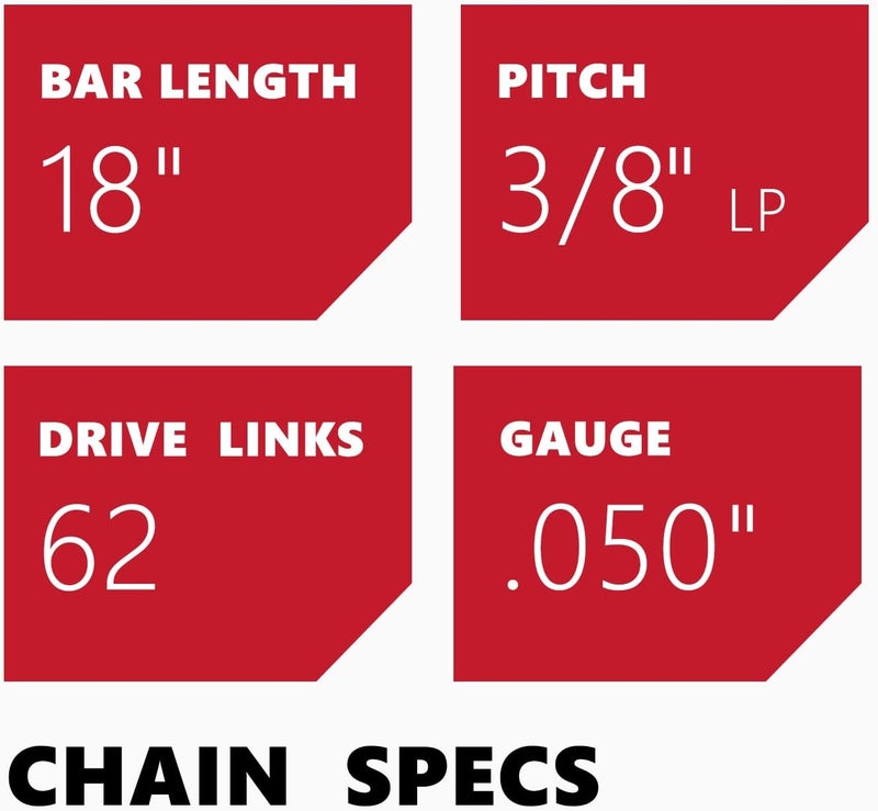 KAKEI 18 Inch Chainsaw Chain 3/8" LP Pitch .050" Gauge 62 Drive Links Fits Poulan, Kobalt, Echo, Ego, Greenworks and More- S62 (3 Chains) - Semi Chisel - Image 3