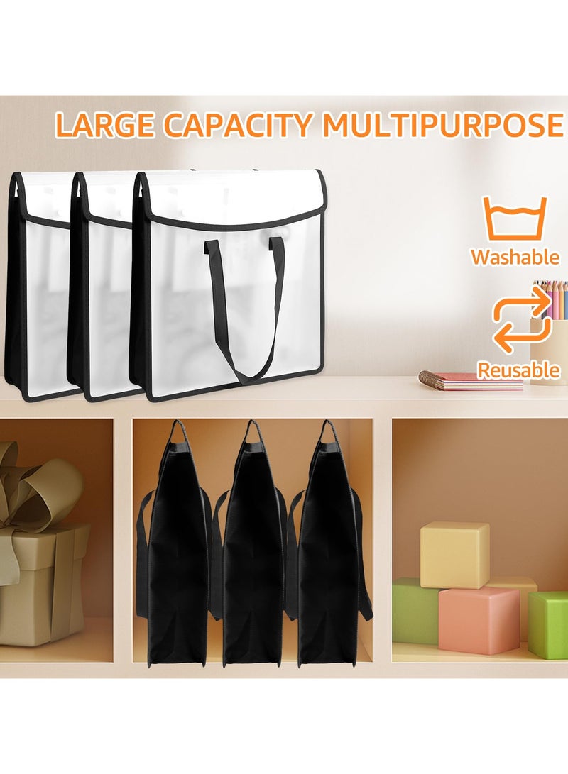 Scrapbook Paper Storage Organizer 3 Pack, Expanding Paper Folio 13.1×3.4×14 Inch, Scrapbook Paper Organizer Bag, Portable Paper Storage, for Storing Papers, Letter, Expanding Paper Folio (Black) - Image 4