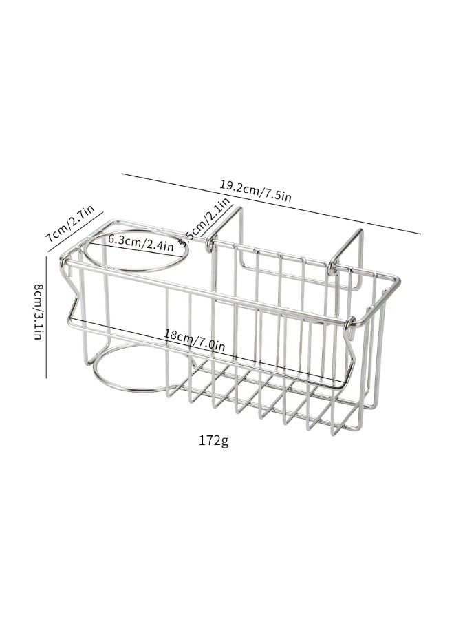 spring Sponge Holder, 3-in-1 Kitchen Sink Caddy Organizer with Hook Design, Sponge Holder for Kitchen with 304 Stainless Steel, Kitchen Sink Organizer for Drain Stopper Scrubber Soap Tray - Image 1