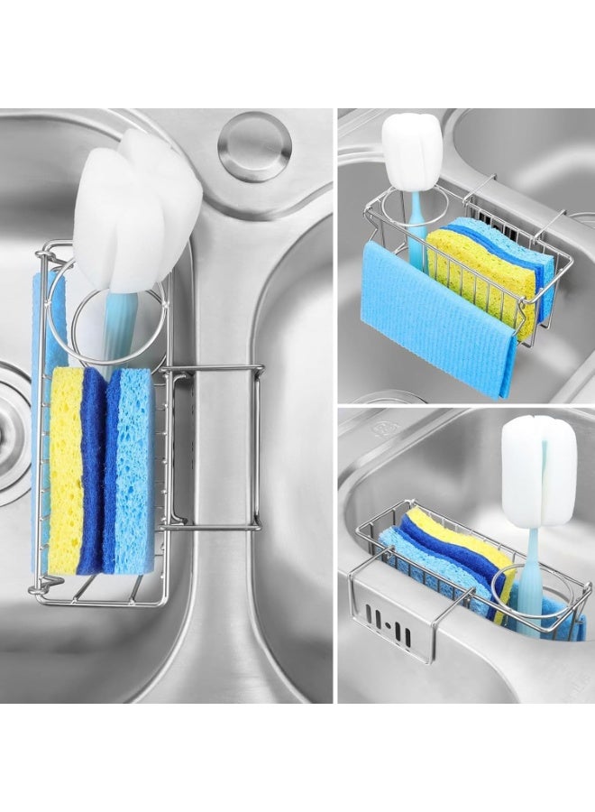 spring Sponge Holder, 3-in-1 Kitchen Sink Caddy Organizer with Hook Design, Sponge Holder for Kitchen with 304 Stainless Steel, Kitchen Sink Organizer for Drain Stopper Scrubber Soap Tray - Image 5