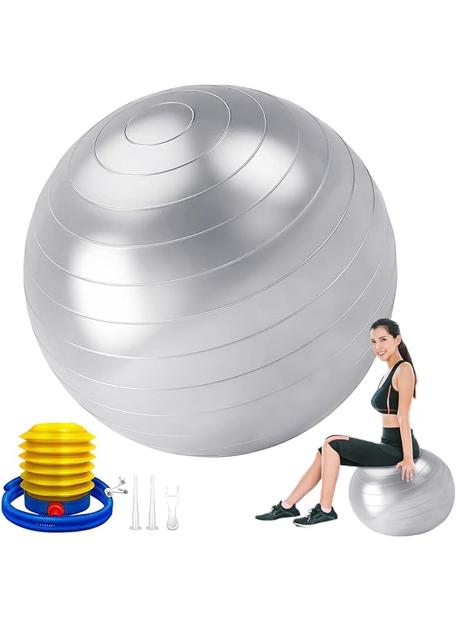 PROMASS Exercise Bal Sitting Ball, Anti-Burst Pilates Ball With Air Pump, Extra Thick Yoga Ball For Core Fitness Home Office Birth Pregnancy Pilates Core Strengthening Fitness 65Cm  - Image 1