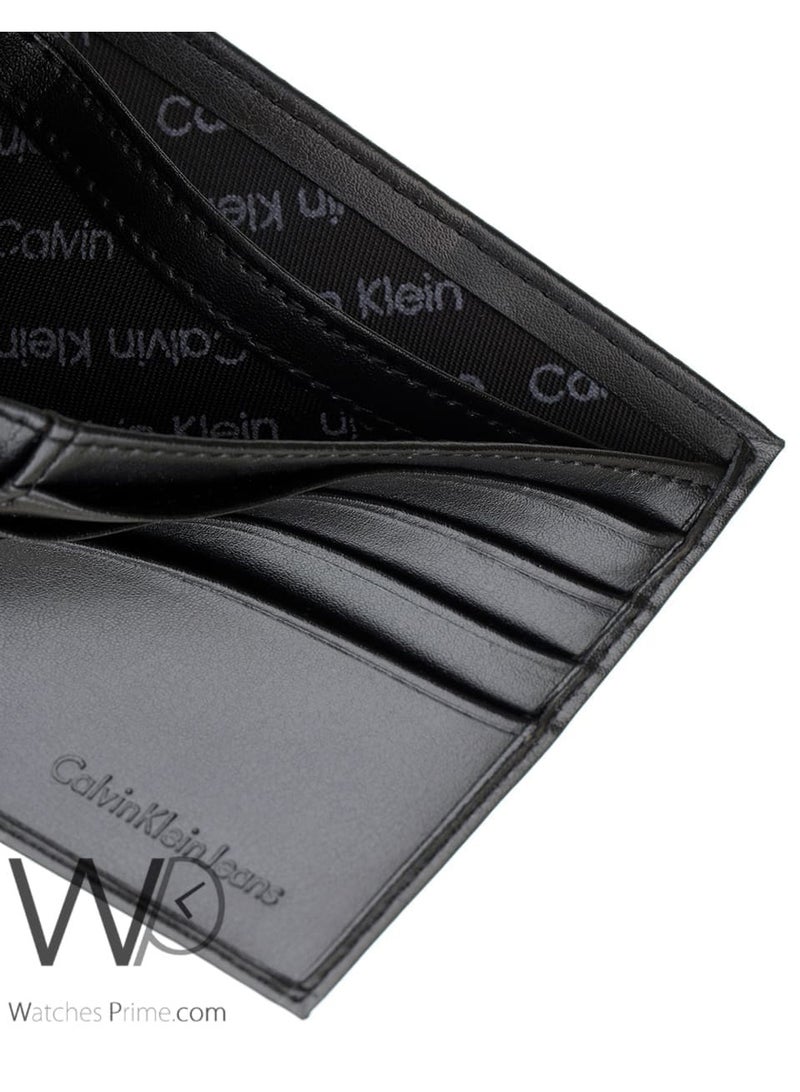 كالفن كلاين جينز محفظة كالفن كلاين جينز جلد طبيعي للرجال باللون الأسود - Image 5