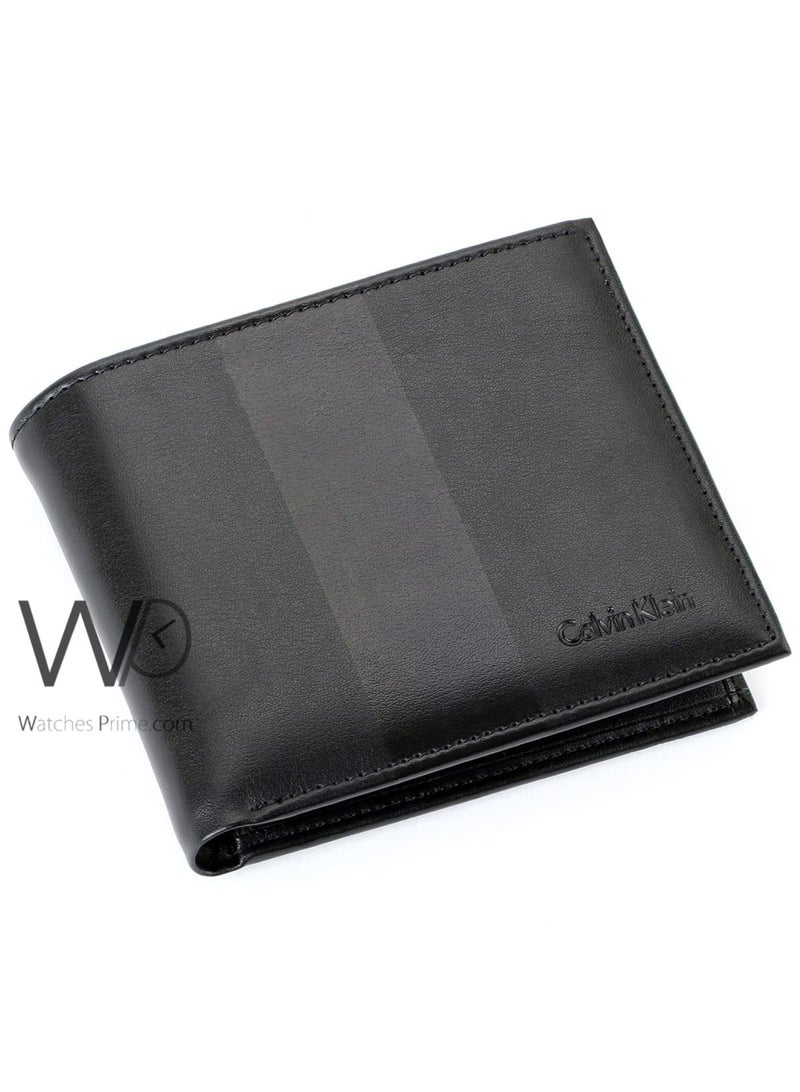 كالفن كلاين جينز محفظة كالفن كلاين جينز جلد طبيعي للرجال باللون الأسود - Image 1