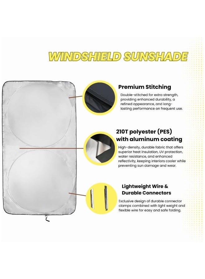 واقي شمس للزجاج الأمامي | غطاء عاكس وقابل للطي للزجاج الأمامي، يحجب 99% من الأشعة فوق البنفسجية | مظلات للزجاج الأمامي ولوحة القيادة - Image 3