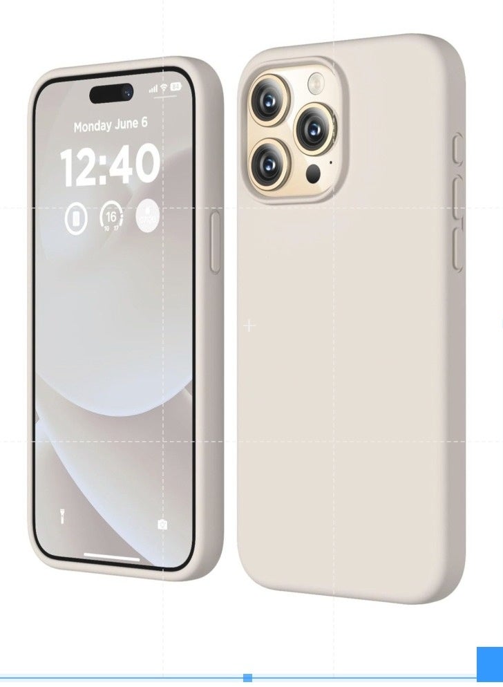 ELTRAZONE Compatible with iPhone 15 Pro Max Case, Liquid Silicone Case, Full Body Shockproof Protective Cover Slim Thin Phone Case with [Soft Anti-Scratch Microfiber Lining], 6.7 inch-Stone