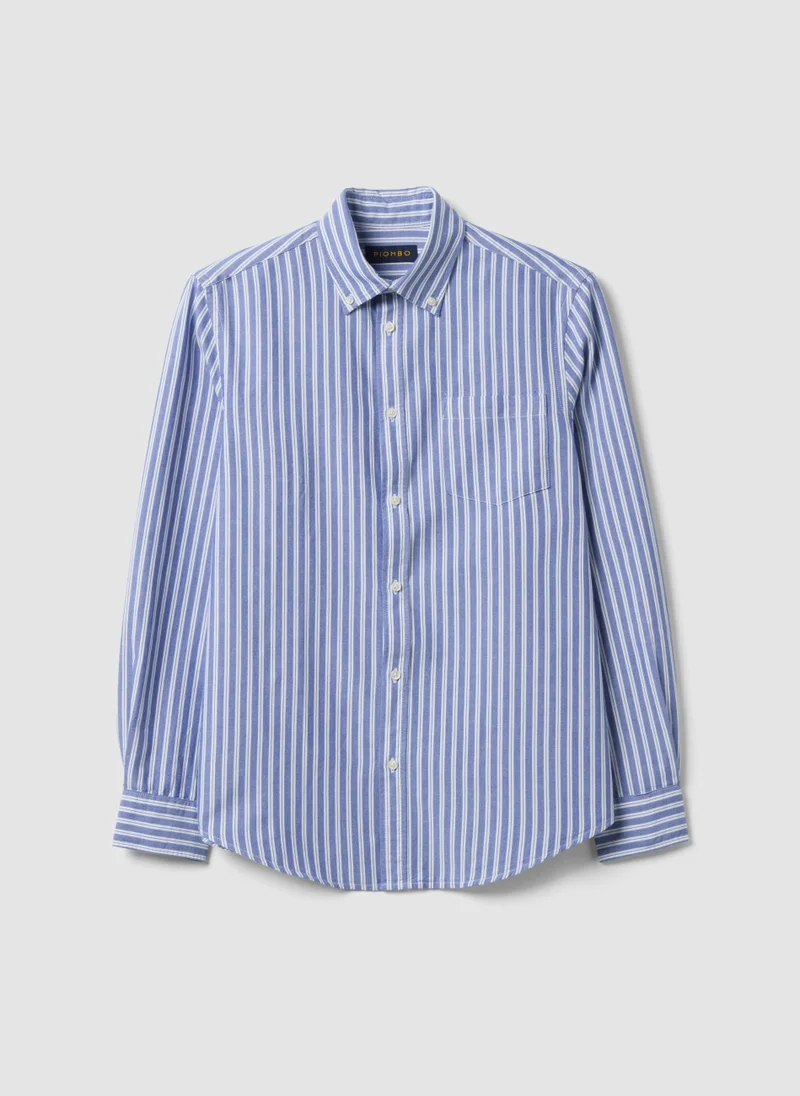 Ovs OVS Blue striped pure cotton Oxford shirt, regular fit