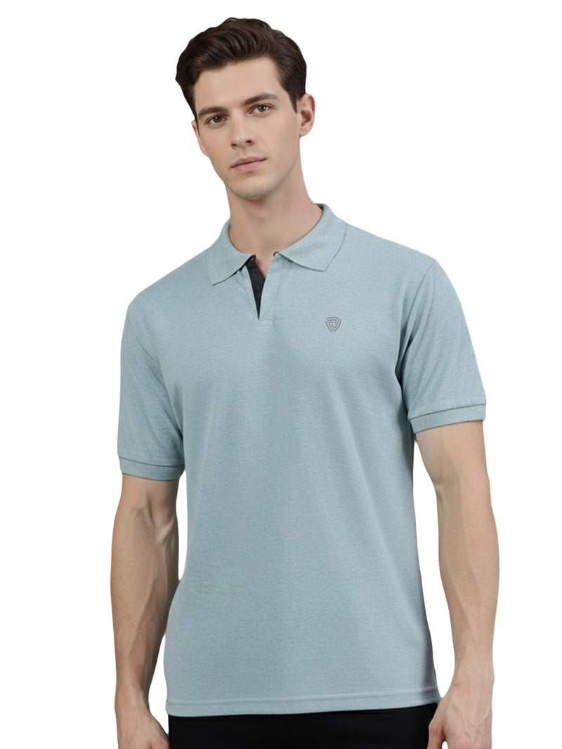 Lux Cozi Men's Pack of 1 Pale Green Regular Fit Polo Neck Half Sleeve Solid Casual T-Shirt (Size : Large)_COZI_2121_PALGN_L_1PC - Image 1