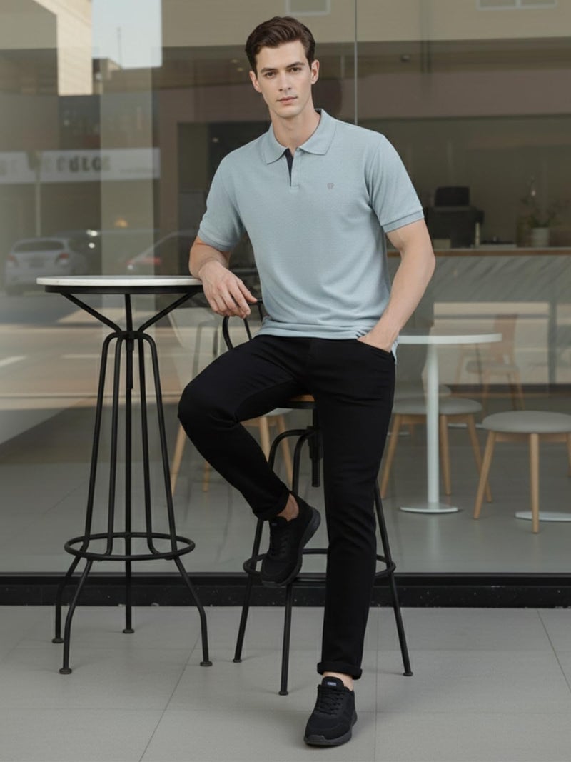 Lux Cozi Men's Pack of 1 Pale Green Regular Fit Polo Neck Half Sleeve Solid Casual T-Shirt (Size : Large)_COZI_2121_PALGN_L_1PC - Image 4