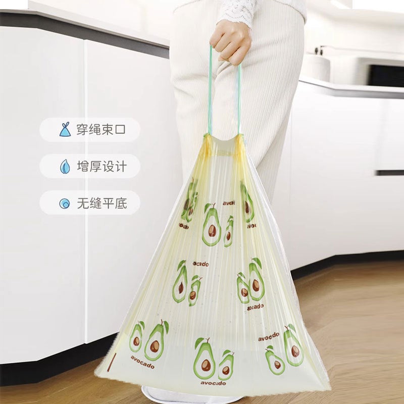 Household Portable Automatic Closing And Pulling Dormitory Plastic Bag Cartoon Printing Thickened Drawstring Garbage Bag - Image 3