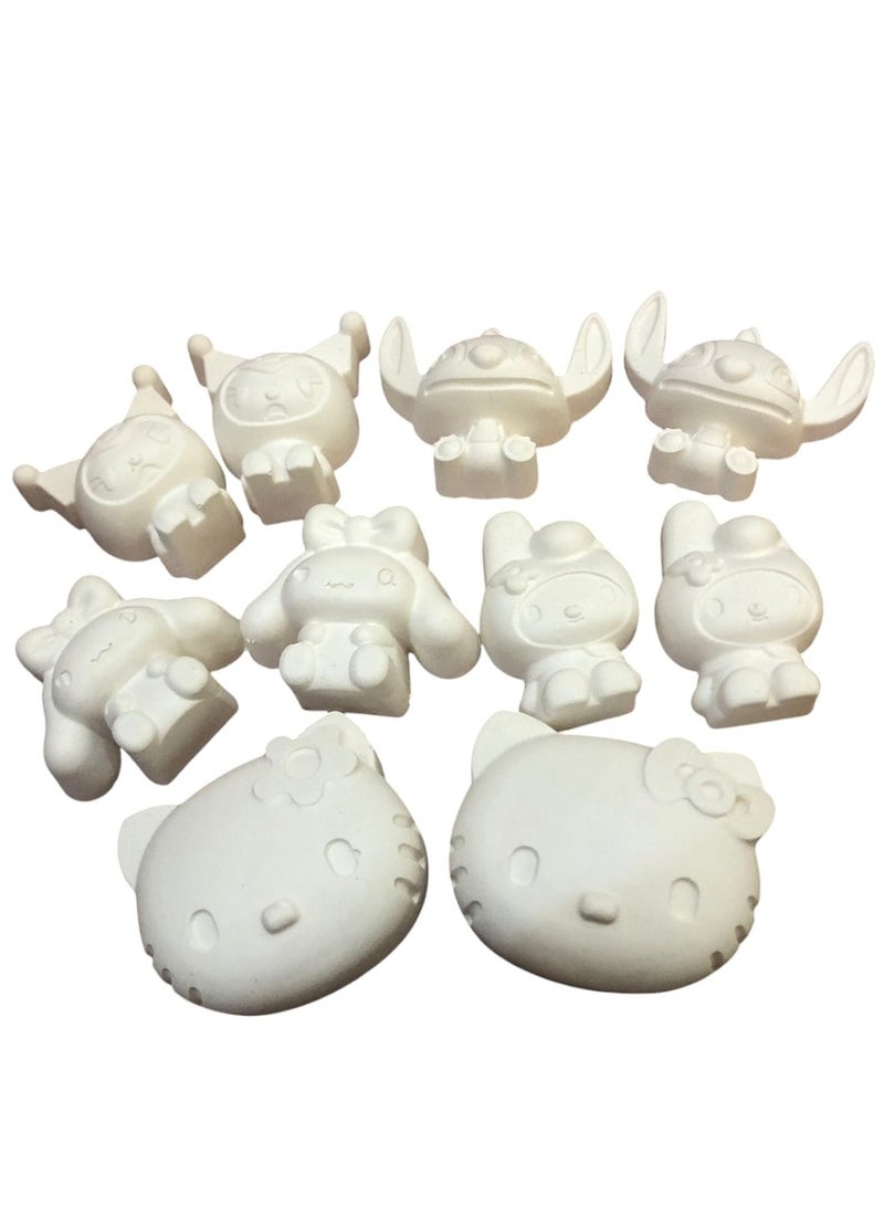 طقم اشكال جبس للتلوين من 10 قطع مع الوان - Image 1