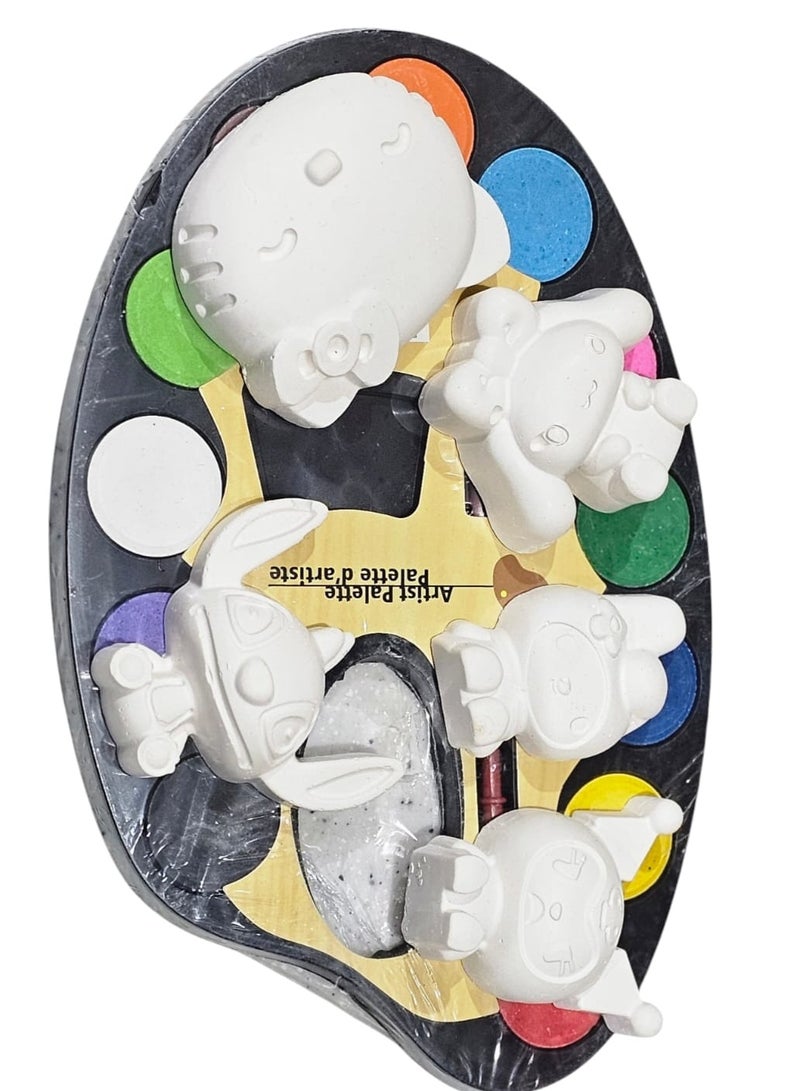 طقم اشكال جبس للتلوين من 10 قطع مع الوان - Image 3