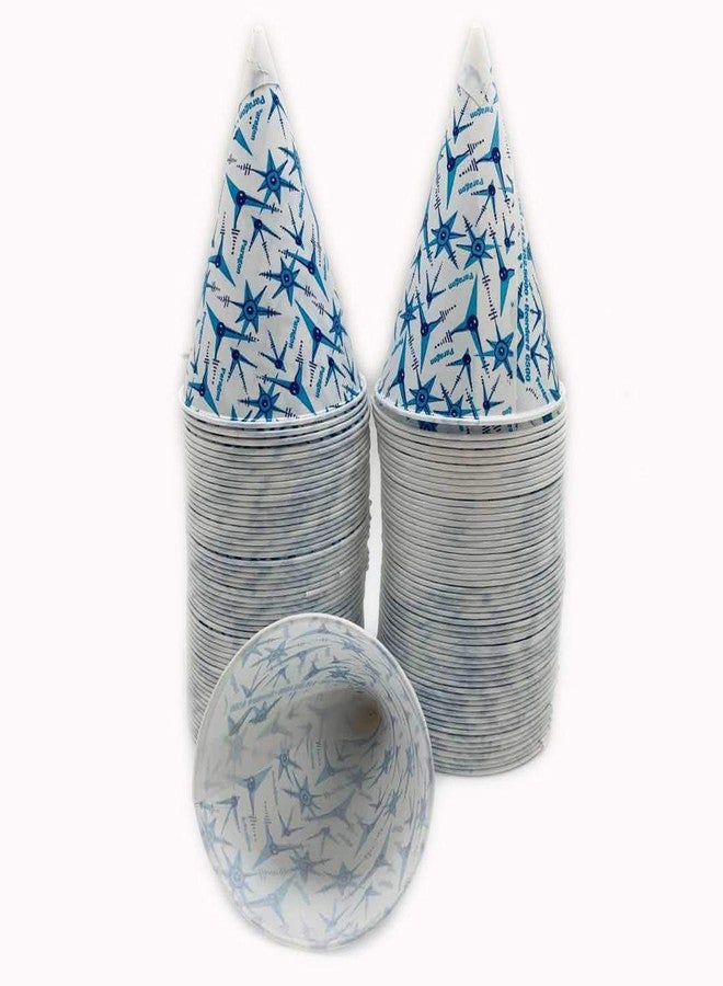PEPPERLONELY Blue Paper Cone Cups Snow Cone Cups 6 Ounce 100 Pack - Image 3
