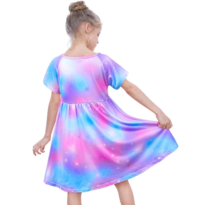 ICOSY Girls Nightgowns Unicorn Dress Pajamas for Kids Toddler Princess Nightgown Dress Unicorn Clothes for Girls Purple Teal - Image 3