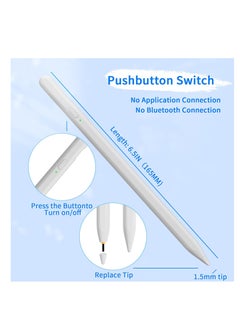 Generic Stylus Pen for Touch Screens iPad Universal Thin Tip with Magnetic Adhesive Compatible iPhone - - Samsung - Android - Tablets and Other Screens White  - Image 2