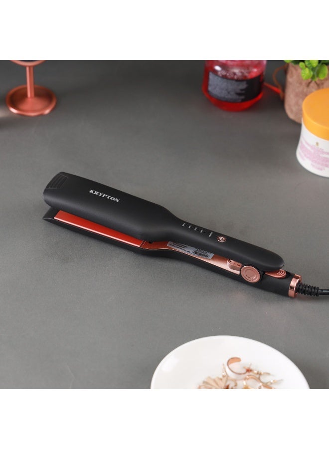 KRYPTON Digital Hair Straightener KNHS6605 | Wet & Dry Straight Iron with LED Temperature Control 160–220°C | 60W PTC Heating | Salon & Home Styling | 2 Years Warranty Black - Image 1
