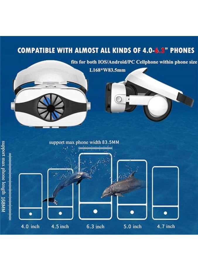 Portable VR Headsets, Eye Care HD Virtual Reality Headset with Controller Fan, Touch ons, 3D Movie Video Games, Mobile Phone with 4.5-6.0 Inch Screen - Image 5