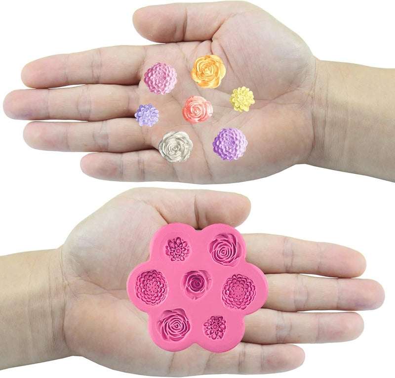 FUNSHOWCASE Mini Flowers Fondant Silicone Mold for Sugarcraft Cake Decoration, Cupcake Topper, Polymer Clay, Soap Wax Making Crafting Projects 7-Cavity - Image 5