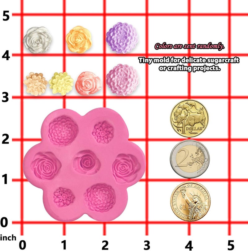FUNSHOWCASE Mini Flowers Fondant Silicone Mold for Sugarcraft Cake Decoration, Cupcake Topper, Polymer Clay, Soap Wax Making Crafting Projects 7-Cavity - Image 4