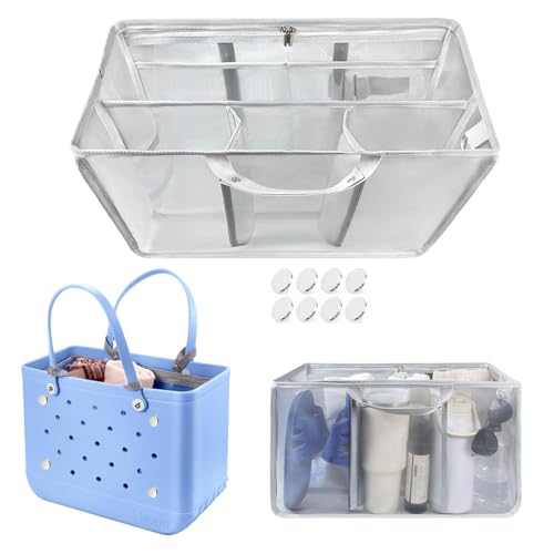 XYFuuee Beach Bag Organizer Inserts for X Large Bogg Bag Accessories Original XL Lightweight Mesh Insert Divider Pouch Organizing Rubber Tote Bags Save Storage Space Gray - Image 1