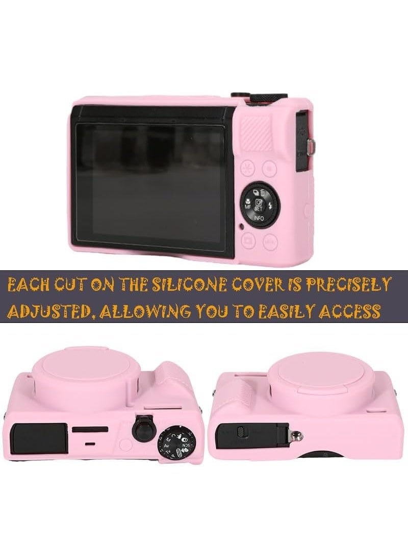 Case  compatible with Canon Powershot G7X Mark III Digital Camera, G7X Mark iii Camera Silicone Case, Anti-Scratch Slim Fit Soft Skin, G7X Mark 3 Accessories with Detachable Lens Cover - Pink - Image 2