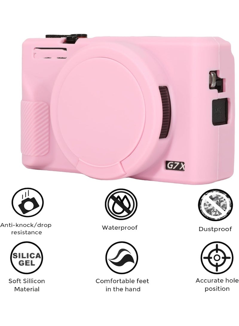 Case  compatible with Canon Powershot G7X Mark III Digital Camera, G7X Mark iii Camera Silicone Case, Anti-Scratch Slim Fit Soft Skin, G7X Mark 3 Accessories with Detachable Lens Cover - Pink - Image 5