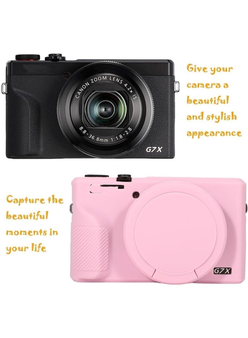 Case  compatible with Canon Powershot G7X Mark III Digital Camera, G7X Mark iii Camera Silicone Case, Anti-Scratch Slim Fit Soft Skin, G7X Mark 3 Accessories with Detachable Lens Cover - Pink - Image 4