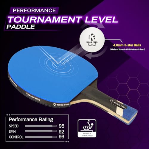 KINGFEEL Professional Ping Pong Paddles-Lightweight Carbon Fiber Table Tennis Rackets with 7-Ply Blade, 2.0mm Premium Sponge, ITTF Approved Rubber - for Tournament-Level Performance Table Tennis Paddles - Image 5