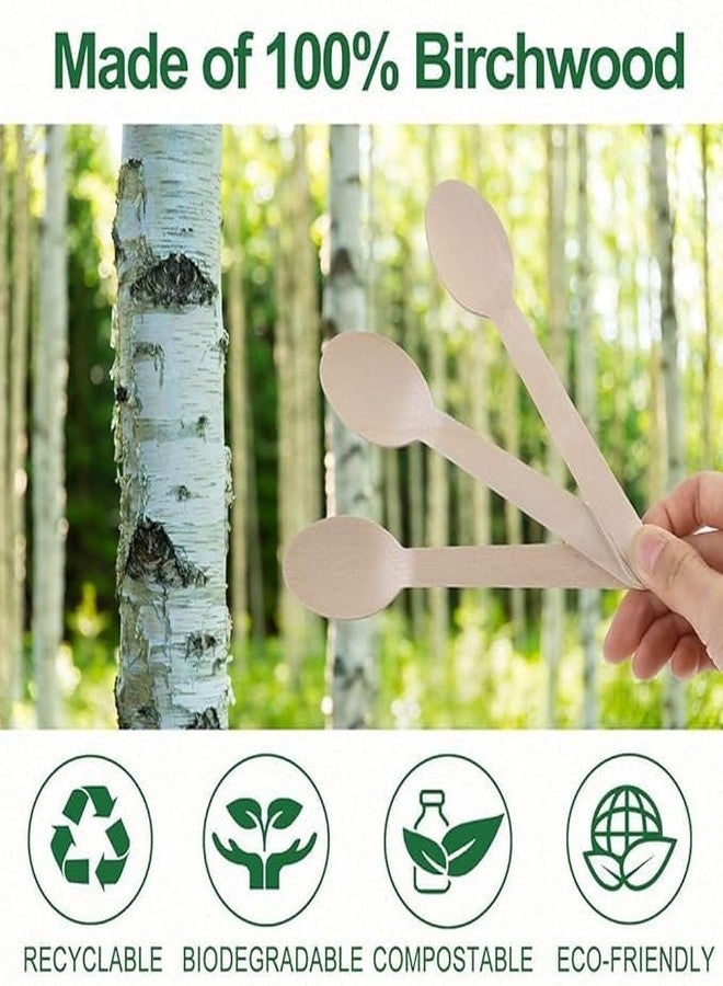 HDR MALL Pack of 100 14CM Disposable Wooden Spoons for Dessert, Party Picnic, BBQ Weddings and multipurposes(Multicolor) - Image 2