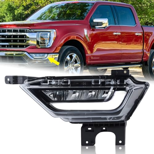 KAMDKI Left Driver Side LED Fog Light Compatible for 2021 2022 2023 Ford F150 F-150 Front Bumper Light W/Bulbs W/O Wiring Harness Driving Lamp Assembly LH FO2592259 19629200 ML3Z15201C - Image 1